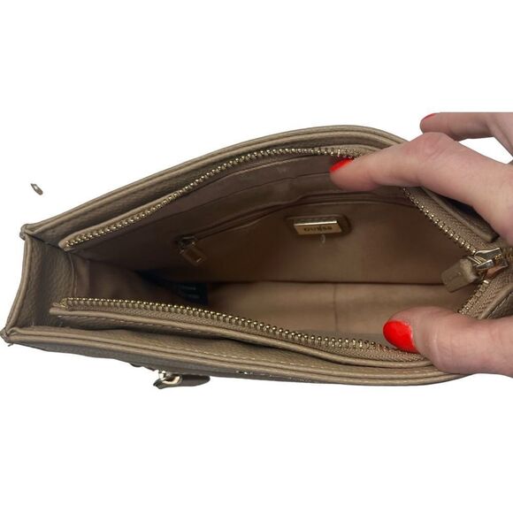 GUESS Factory tan and gold Jewlie Crossbody with BONUS matching wallet! - Picture 12 of 16